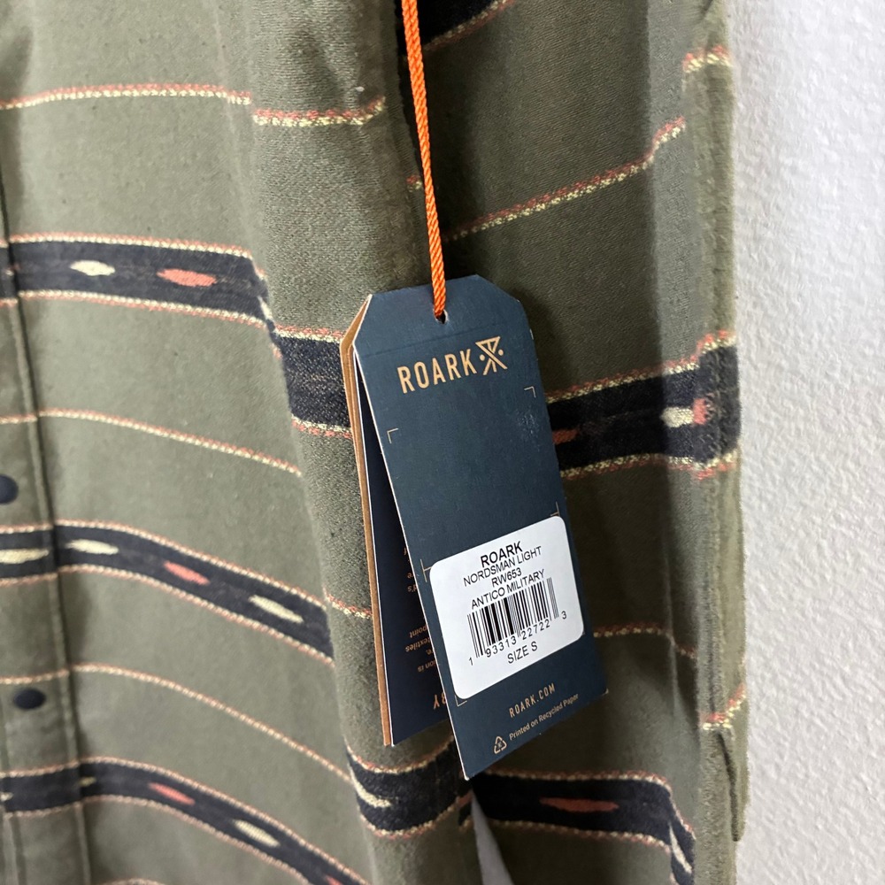 Roark Nordsman Light Flannel Snap Shirt Men's S Antico Military Green‎ Aztec - Picture 4 of 8